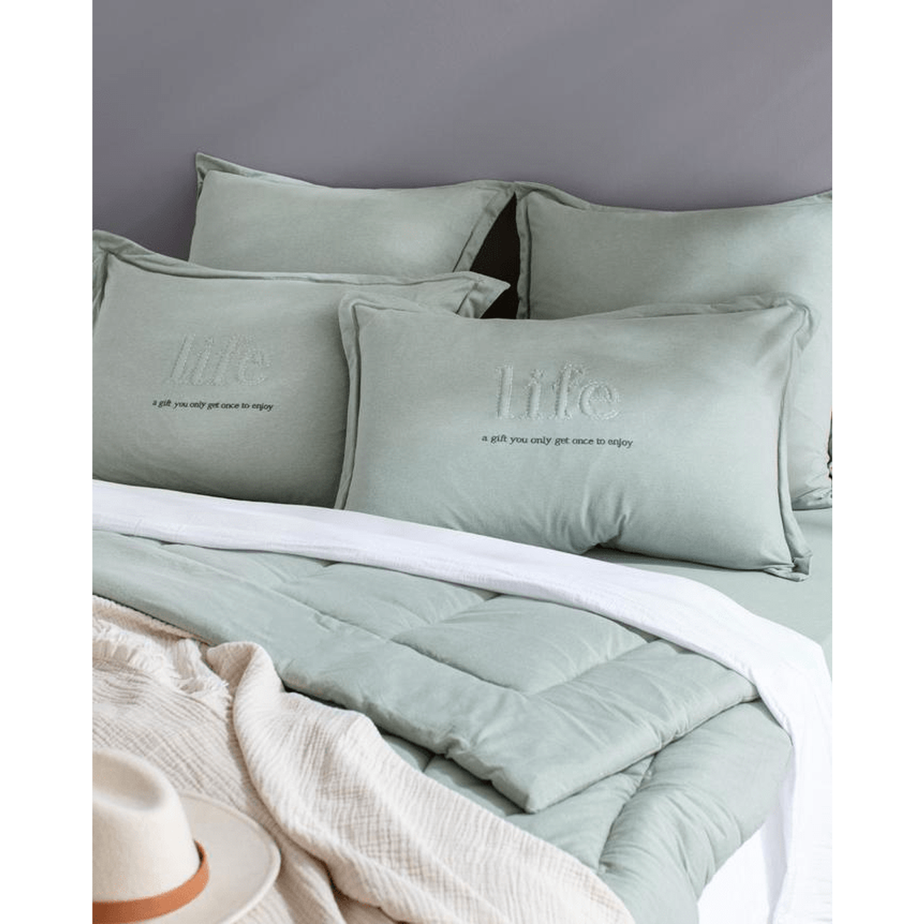 Bobigny Çift Kişilik Pamuklu SuperSoft Comfort Set - Mint Yeşili - count: 0