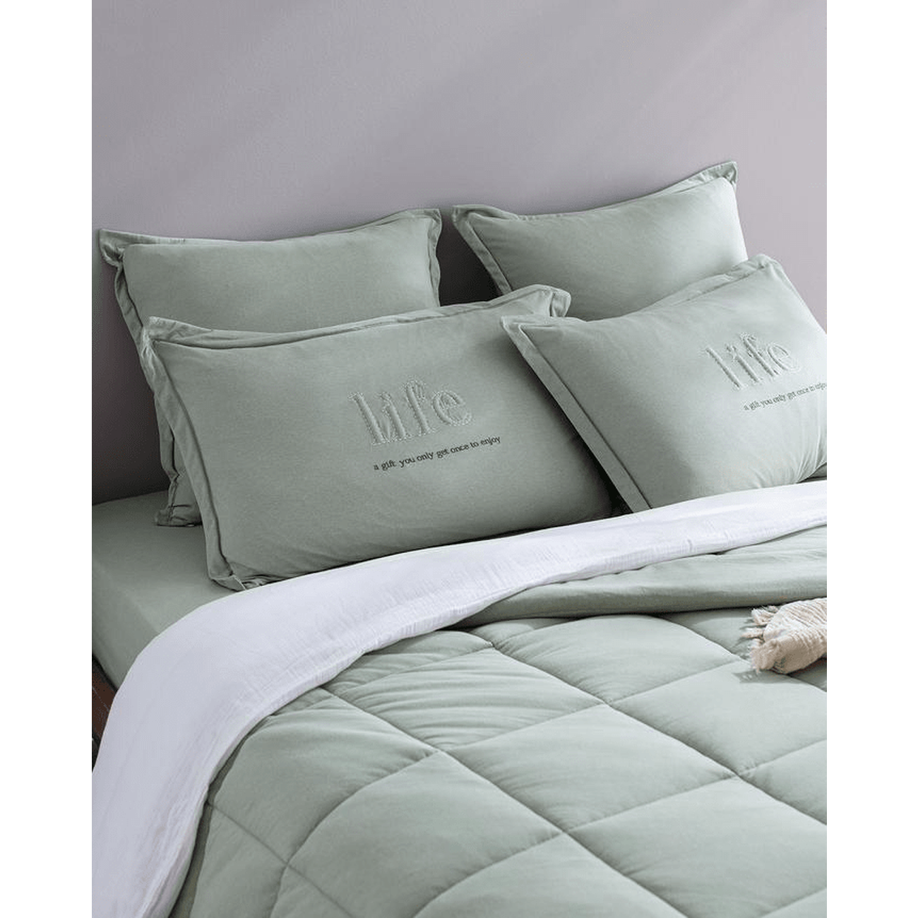 Bobigny Tek Kişilik Pamuklu SuperSoft Comfort Set - Mint Yeşili - count: 2